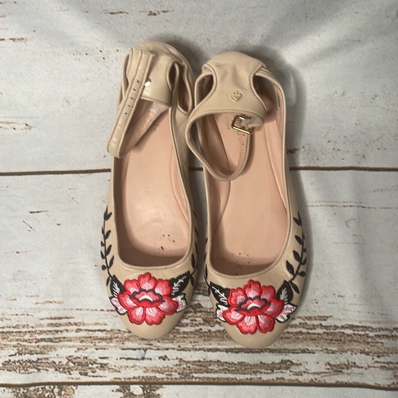 Kate Spade Warren Floral Embroidered Flats in Black Size: 6.5 - Picture 4 of 5
